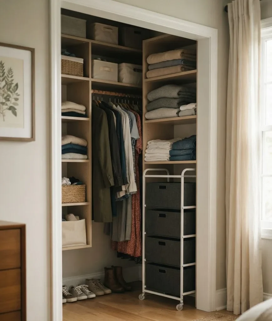 Add a slim rolling cart inside th