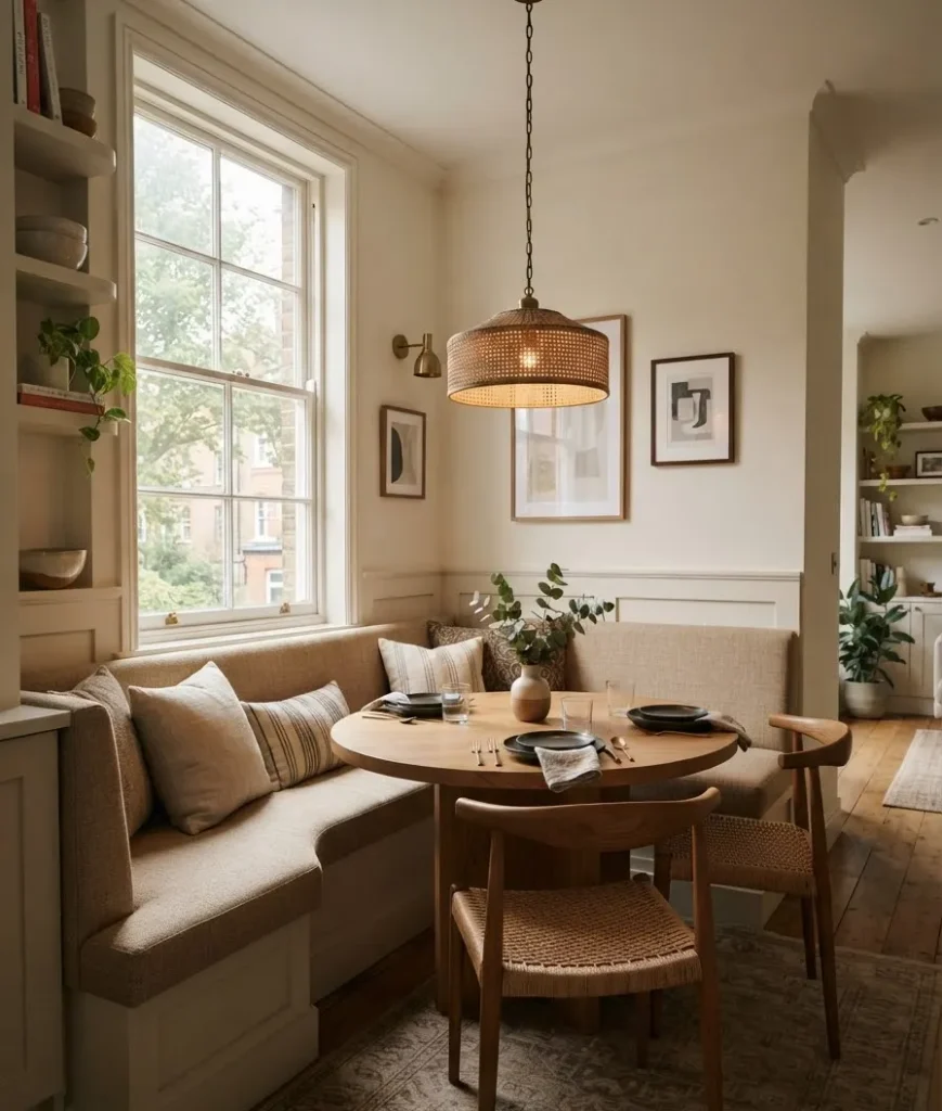 Anchor a dining nook with a banquette