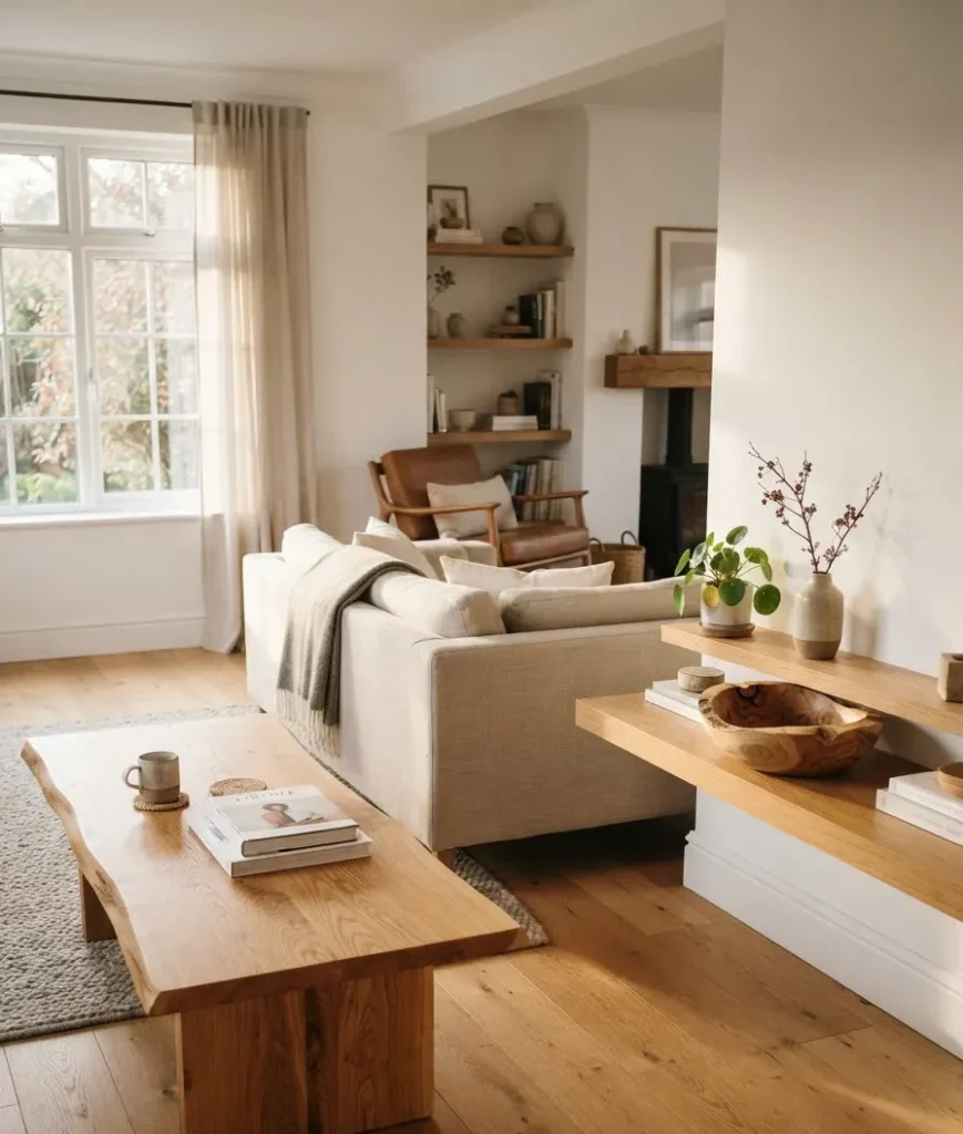 Bring in wood tones for instant warmth