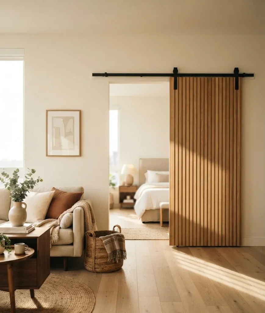 Use a sliding barn door for real privacy