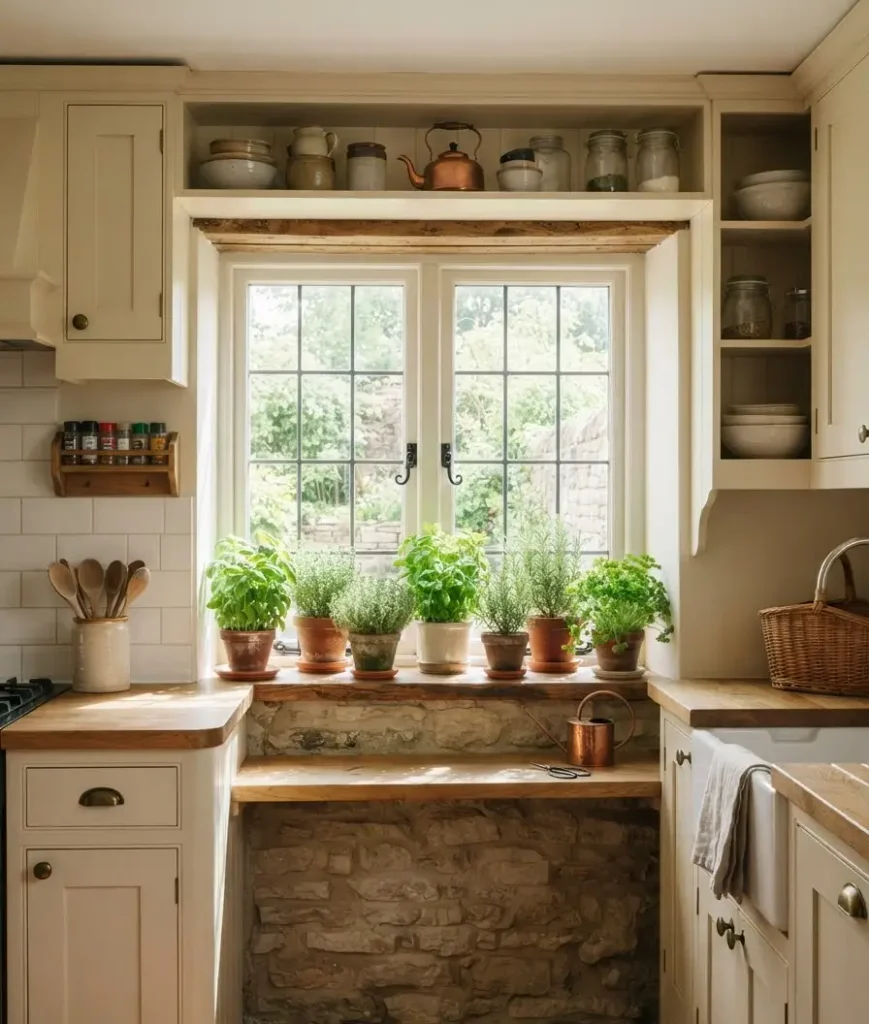  Fresh herbs on a windowsill