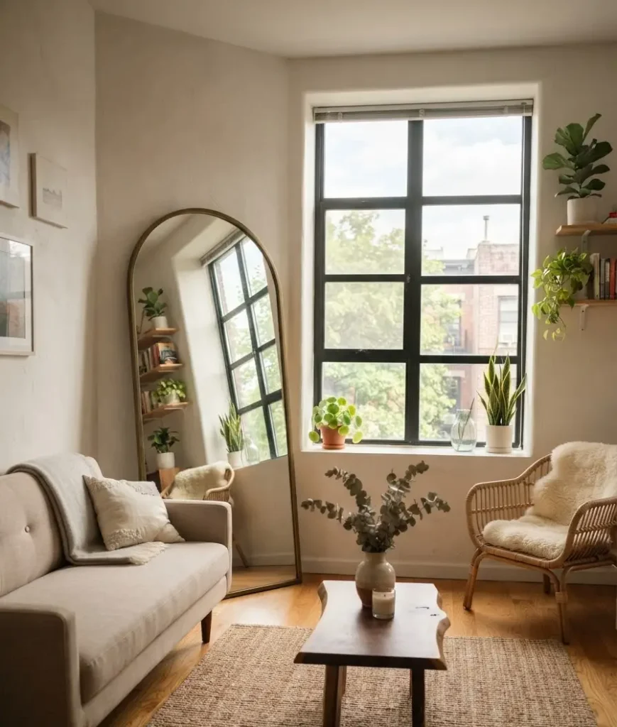 Hang a large mirror across