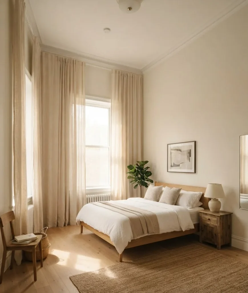 Hang curtains higher and wider than
