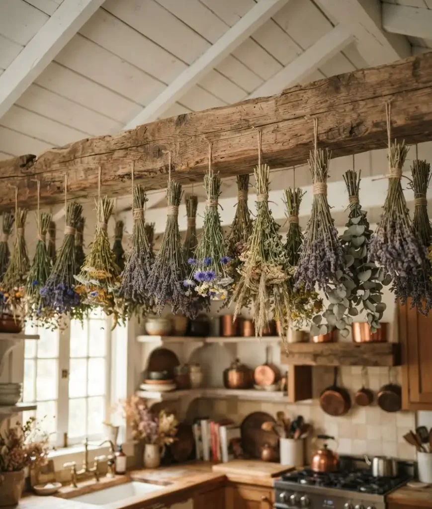Hang dried flowers upside 