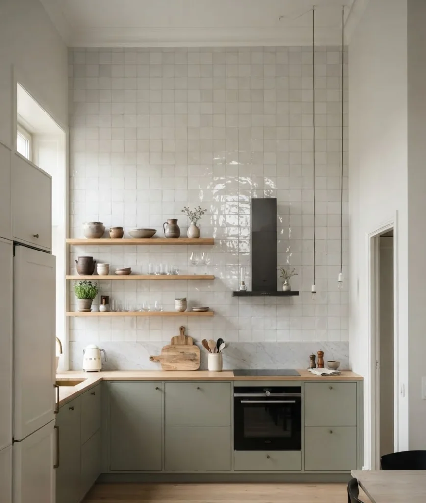 Keep the backsplash tile running to the ceiling