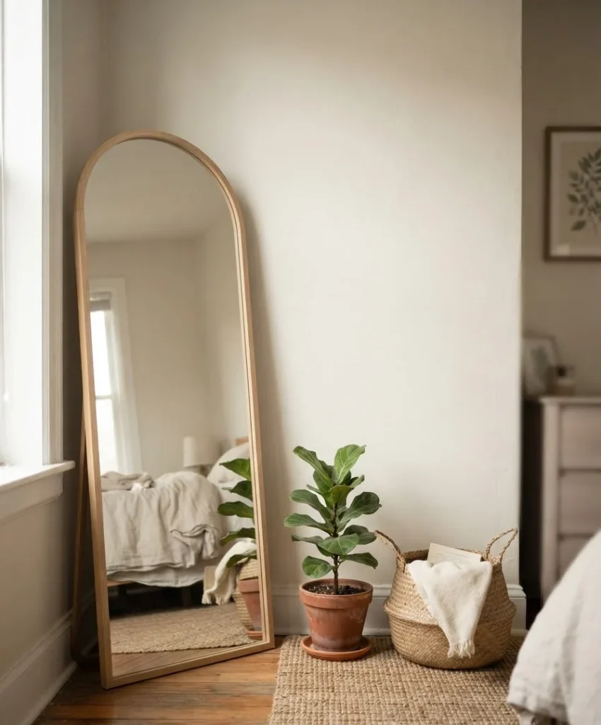Lean a floor mirror in a corner