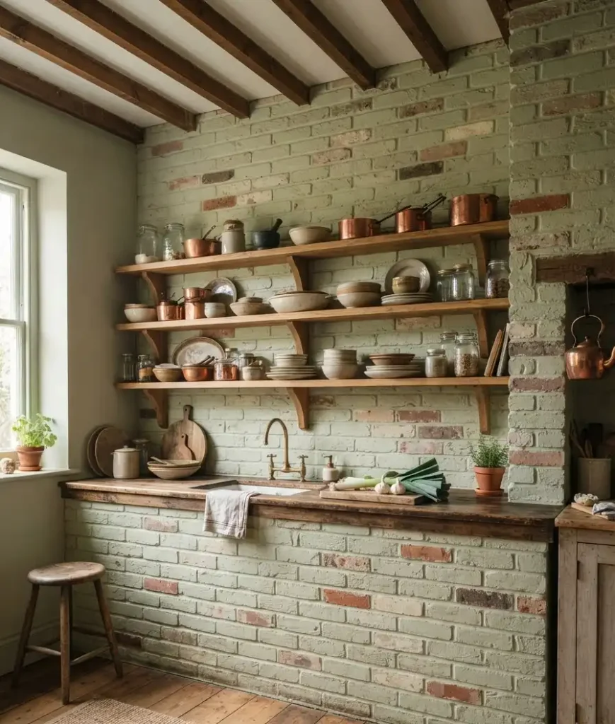  Painted brick or exposed brick w