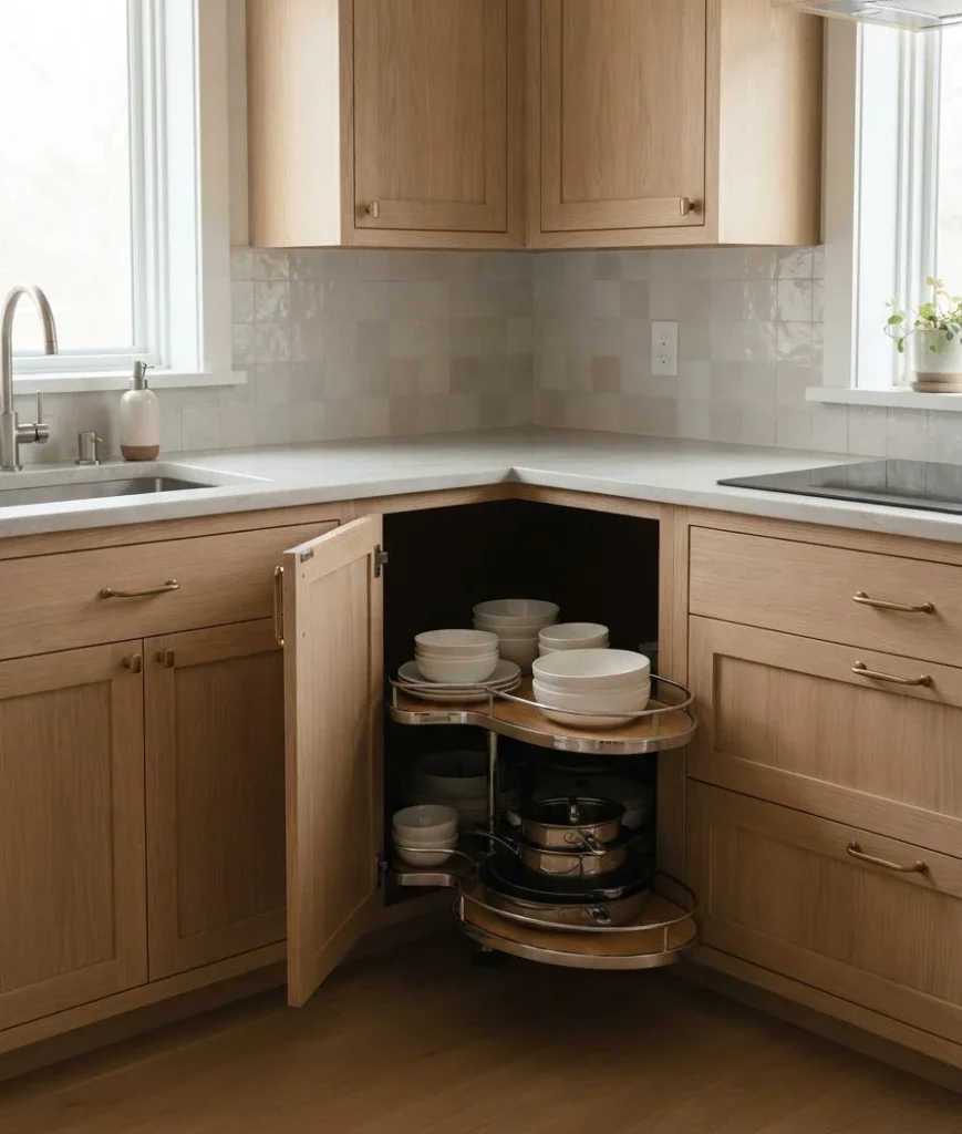 Pull-out corner trays