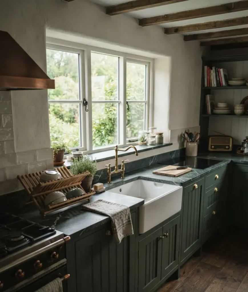 Soapstone or dark green-gray co