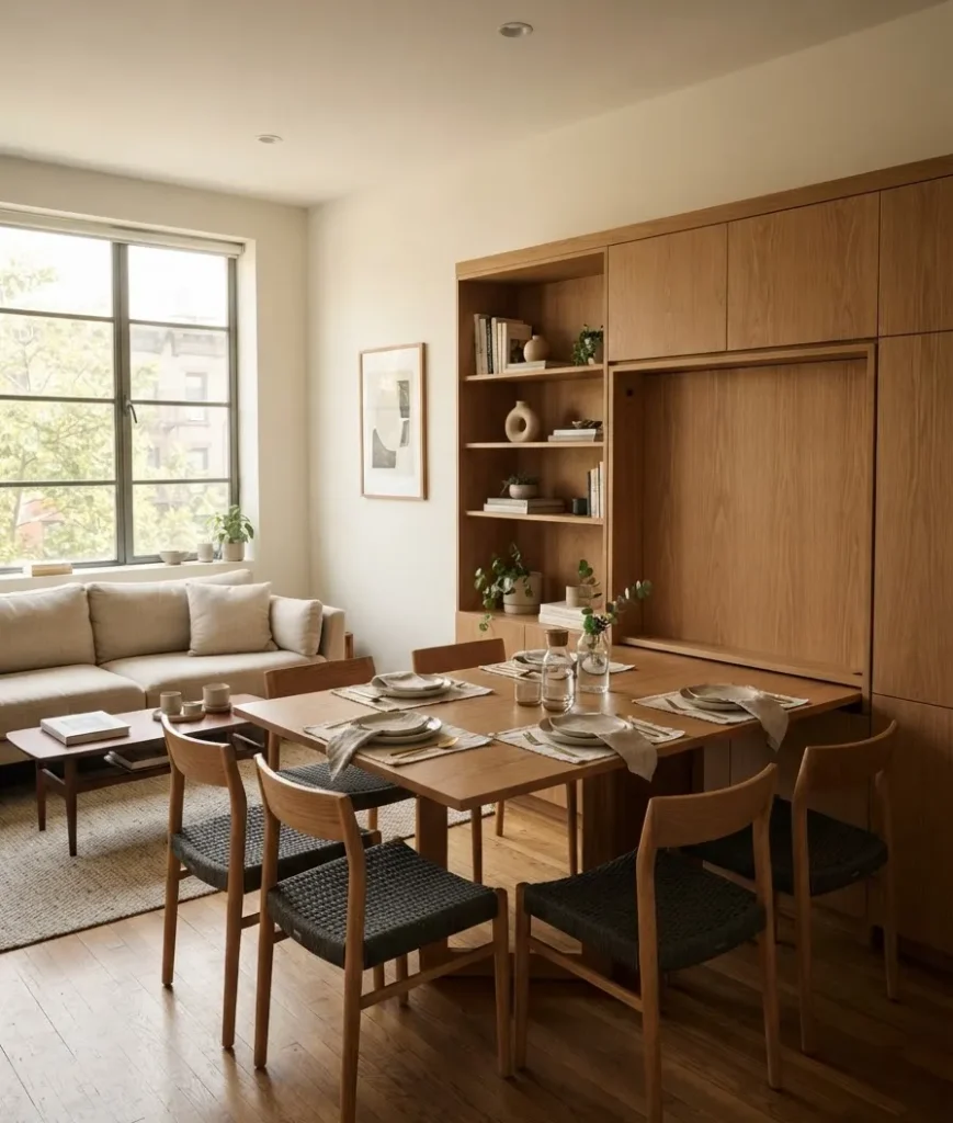 Use a Murphy-style fold-out table for occasional big dinners