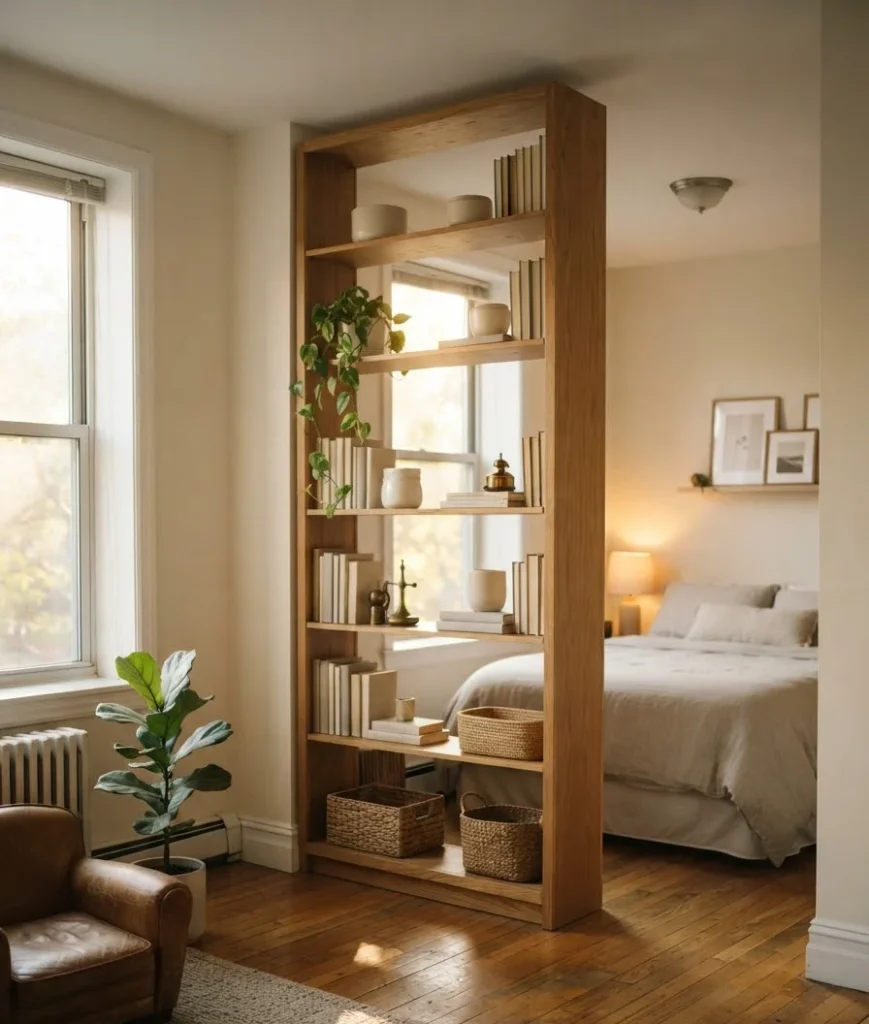  Use a tall bookcase as a soft wall