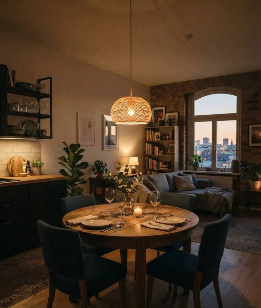 Use lighting to define the dining zone