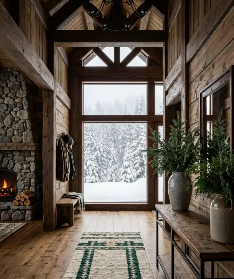 17. Evergreen branches in tall vases