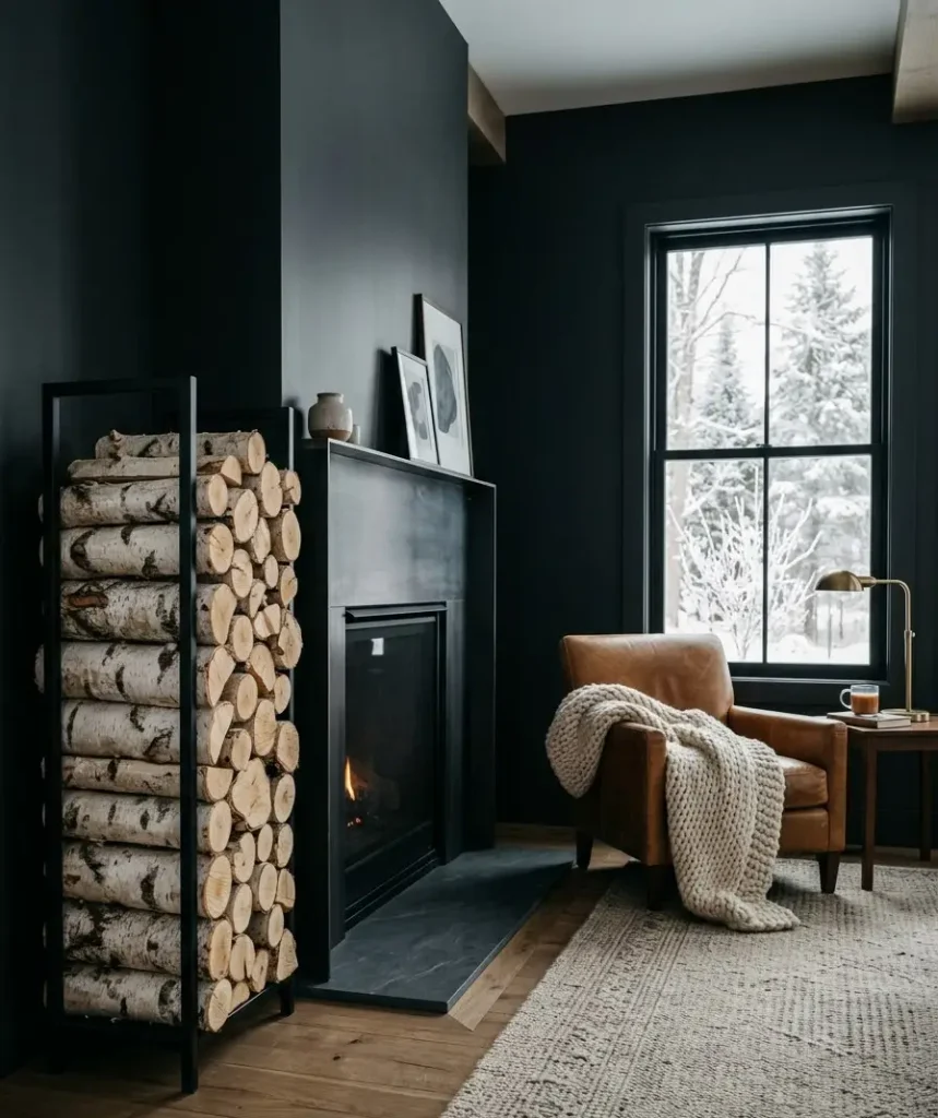 21. Stacked birch logs