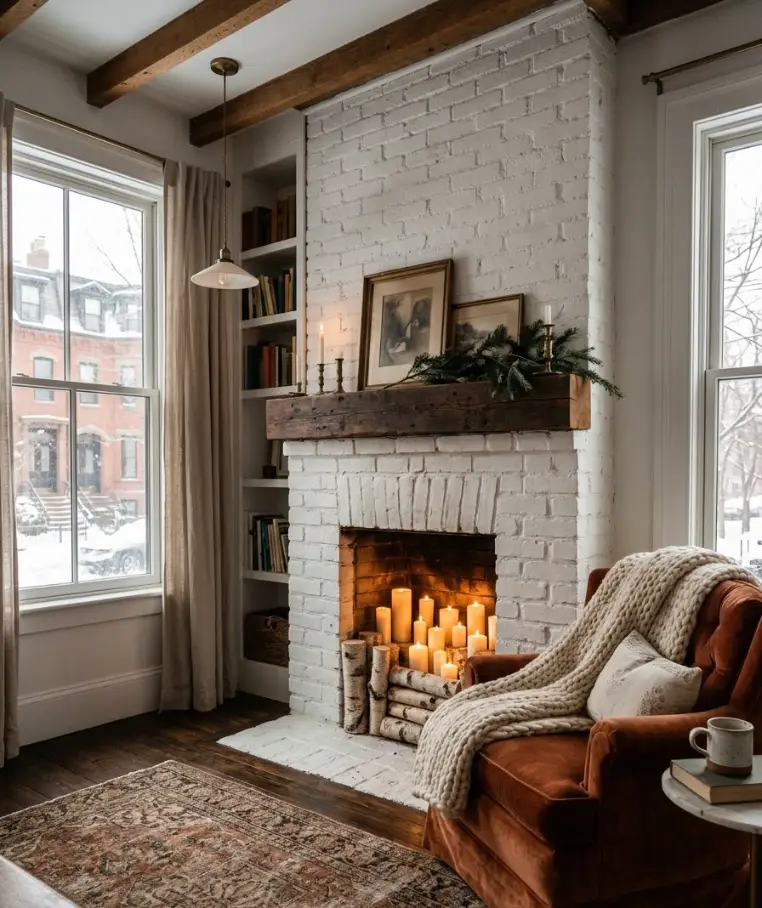A fireplace glow