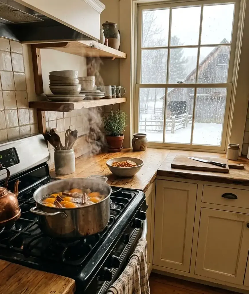 A stovetop simmer pot