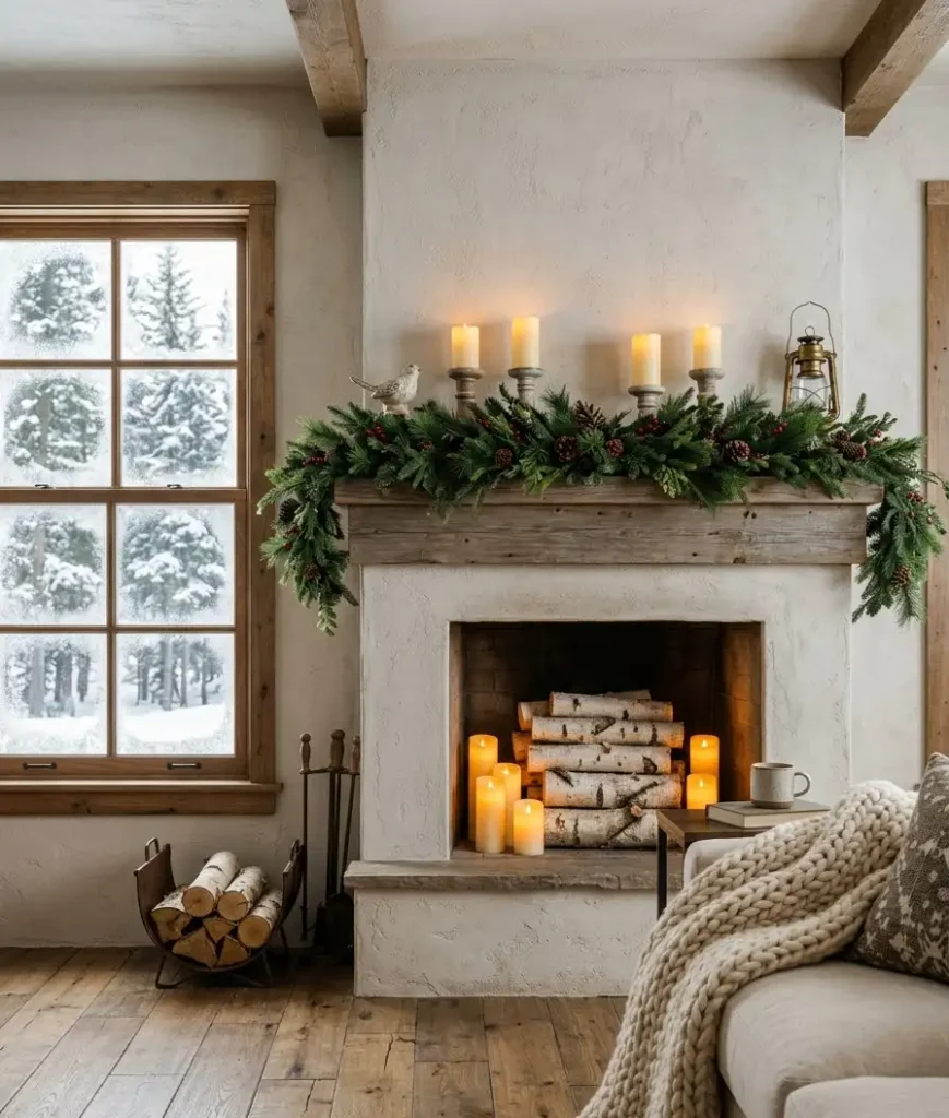 A styled fireplace
