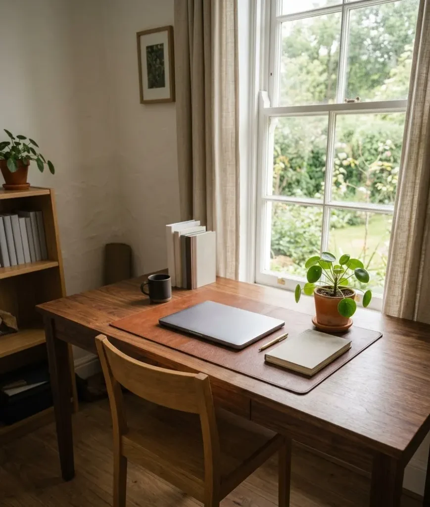Add a leather or canvas desk