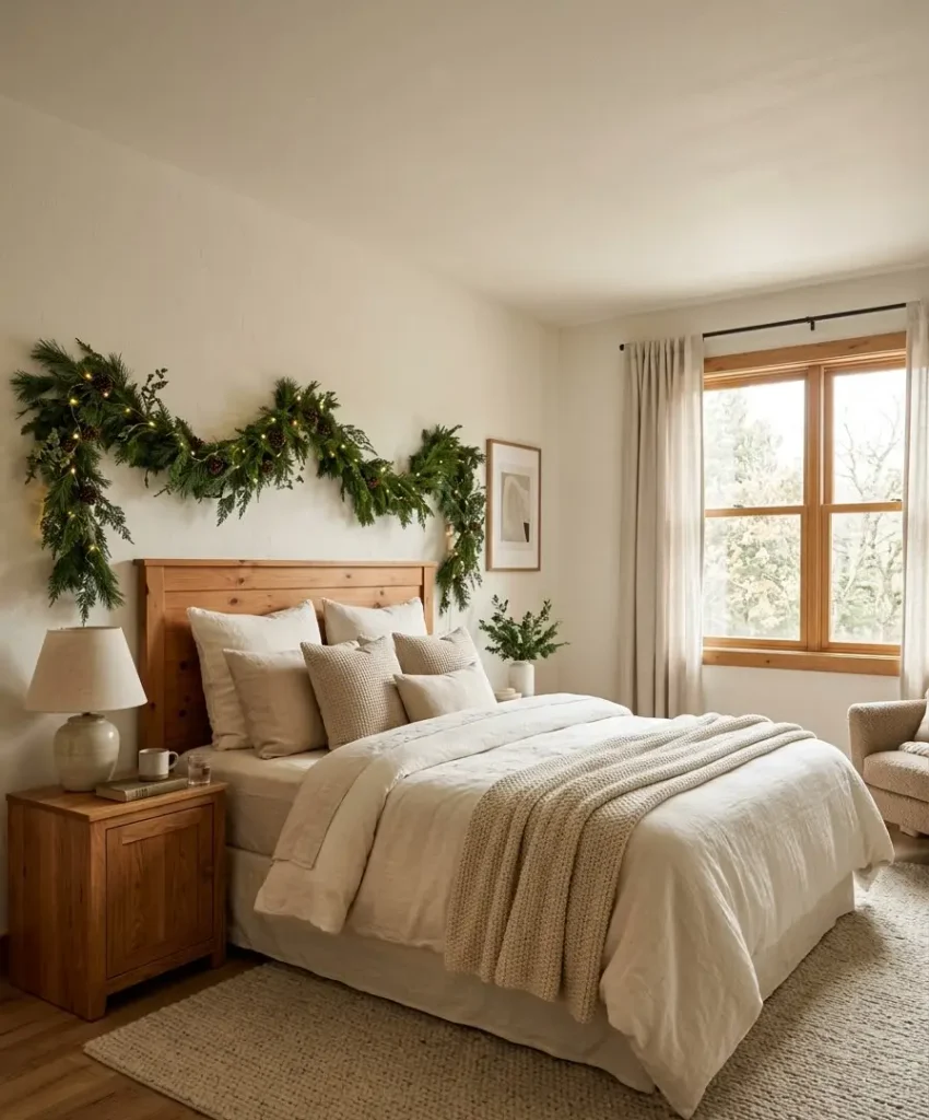 Add a single statement garland over your bed