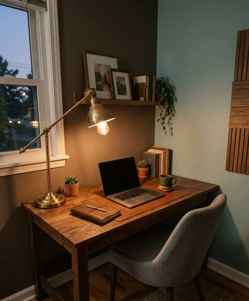 Add a task lamp with a warm