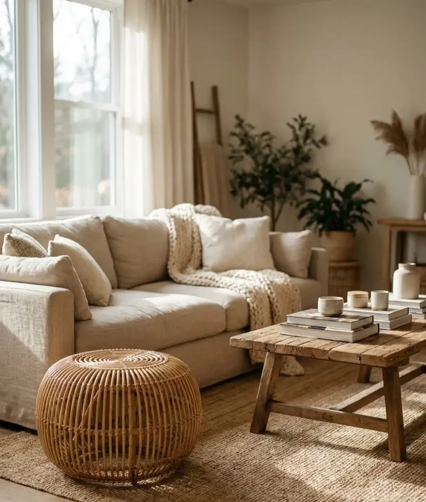 Add a woven pouf