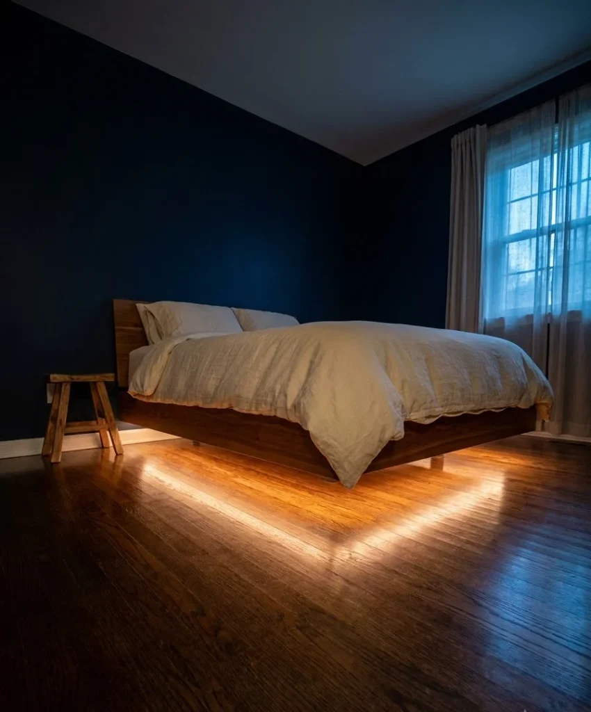  Add an LED strip under the bed