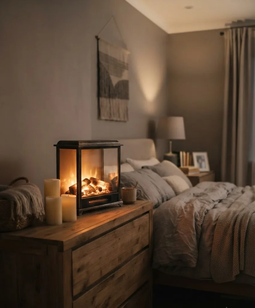 Add candles or a small faux fireplace