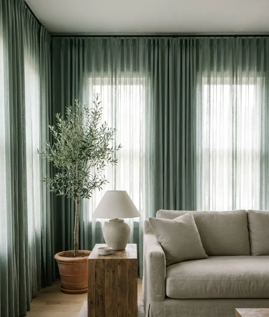 Add linen curtains 