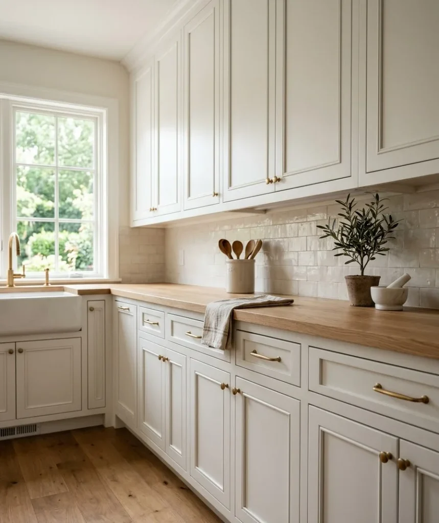 Add peel-and-stick trim to cabinet fronts