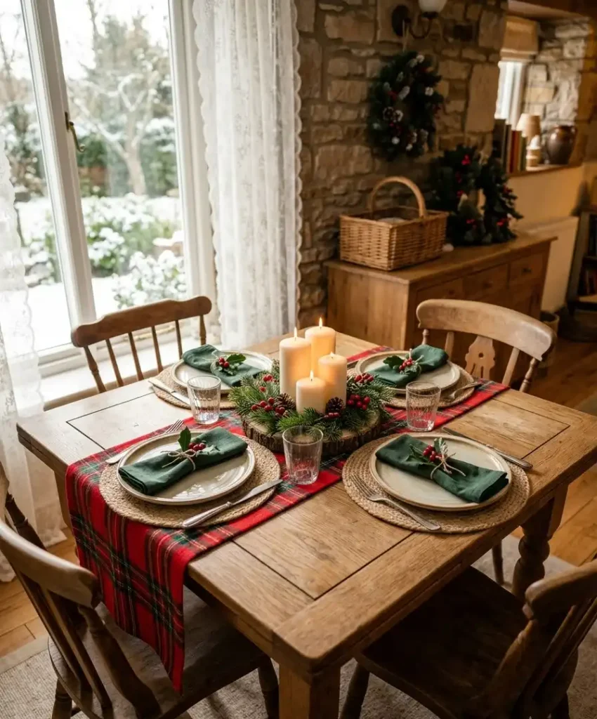 Add plaid accents through table runners