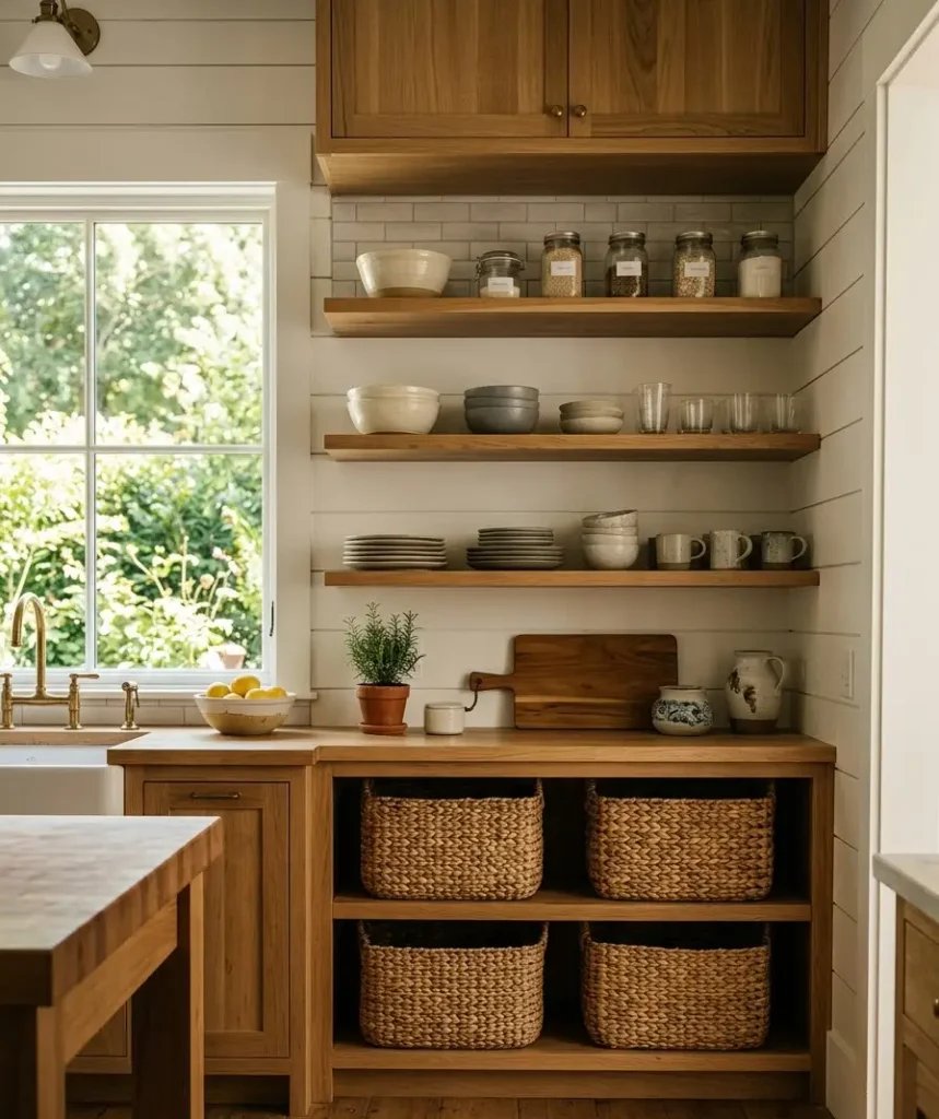 Add woven baskets for storage