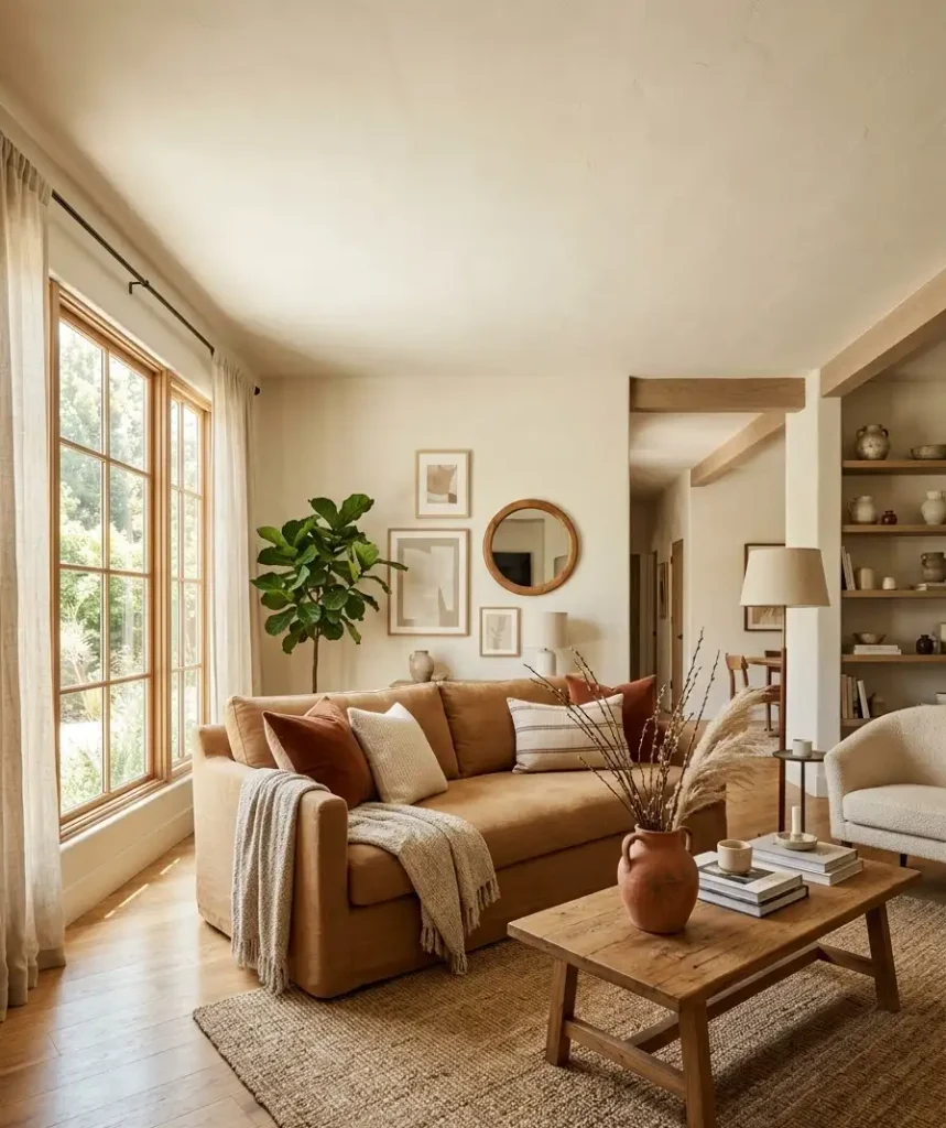 Anchor your palette with warm neutrals