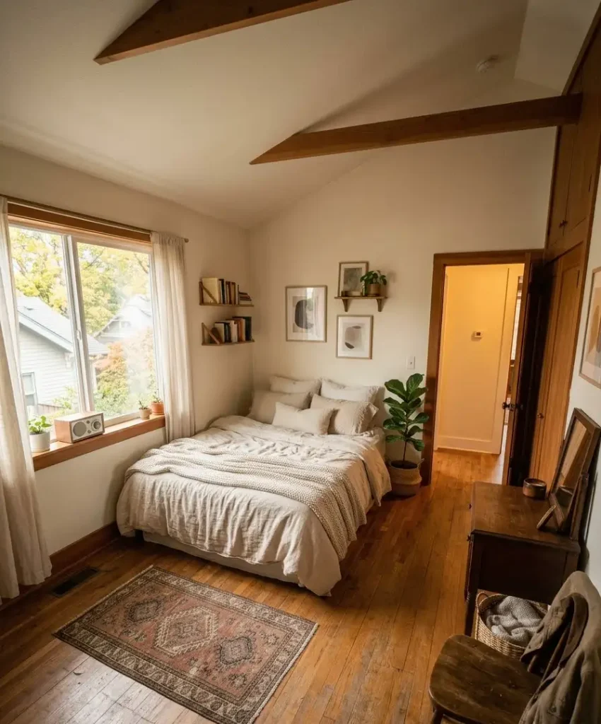 Angle the bed in a small or oddly