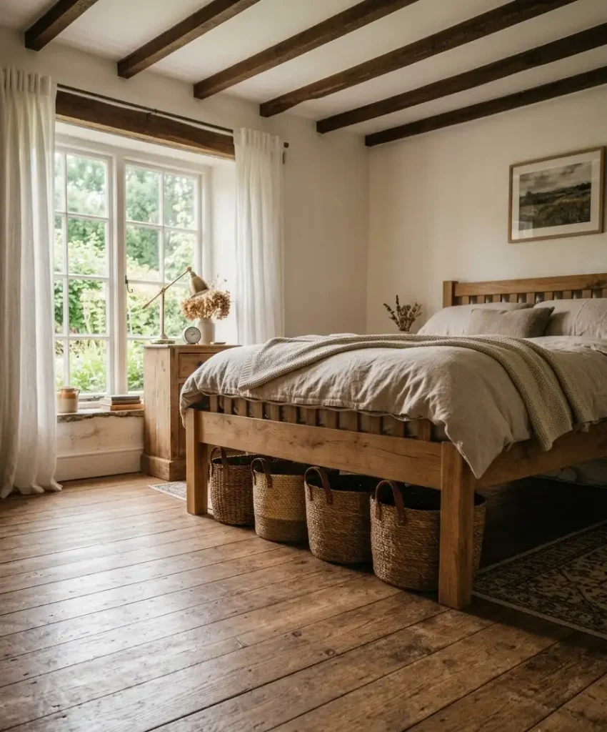 Baskets and bins under the bed