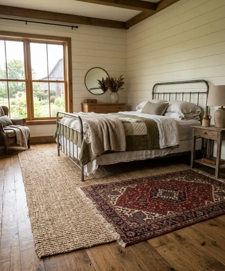 Bring in a jute or sisal area rug