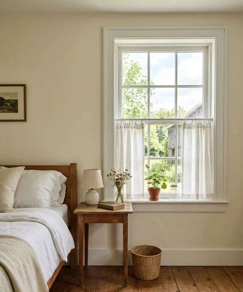 Café curtains on the lower half of the window