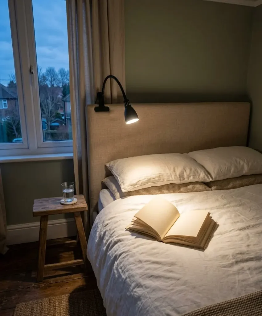 Clip a reading light to the headboard