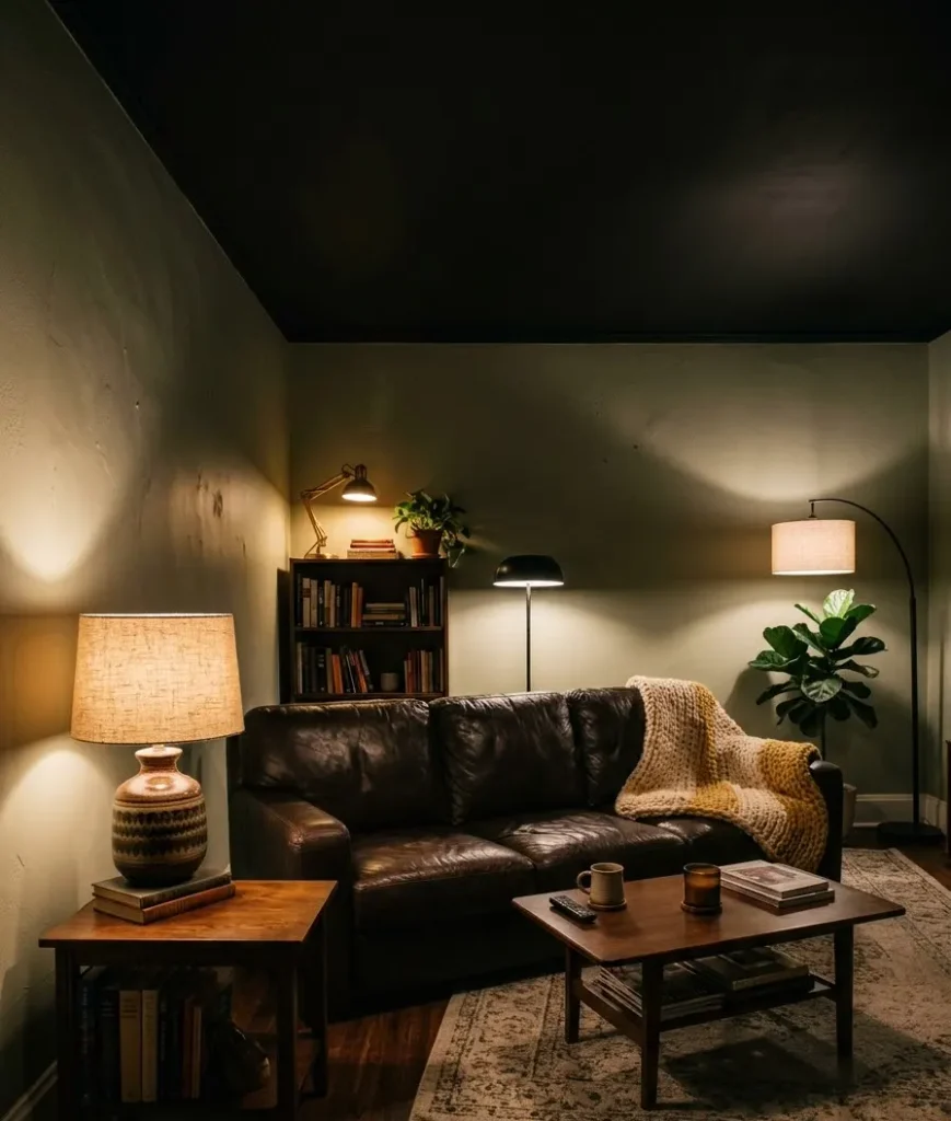 Corner lamps with the overhead off