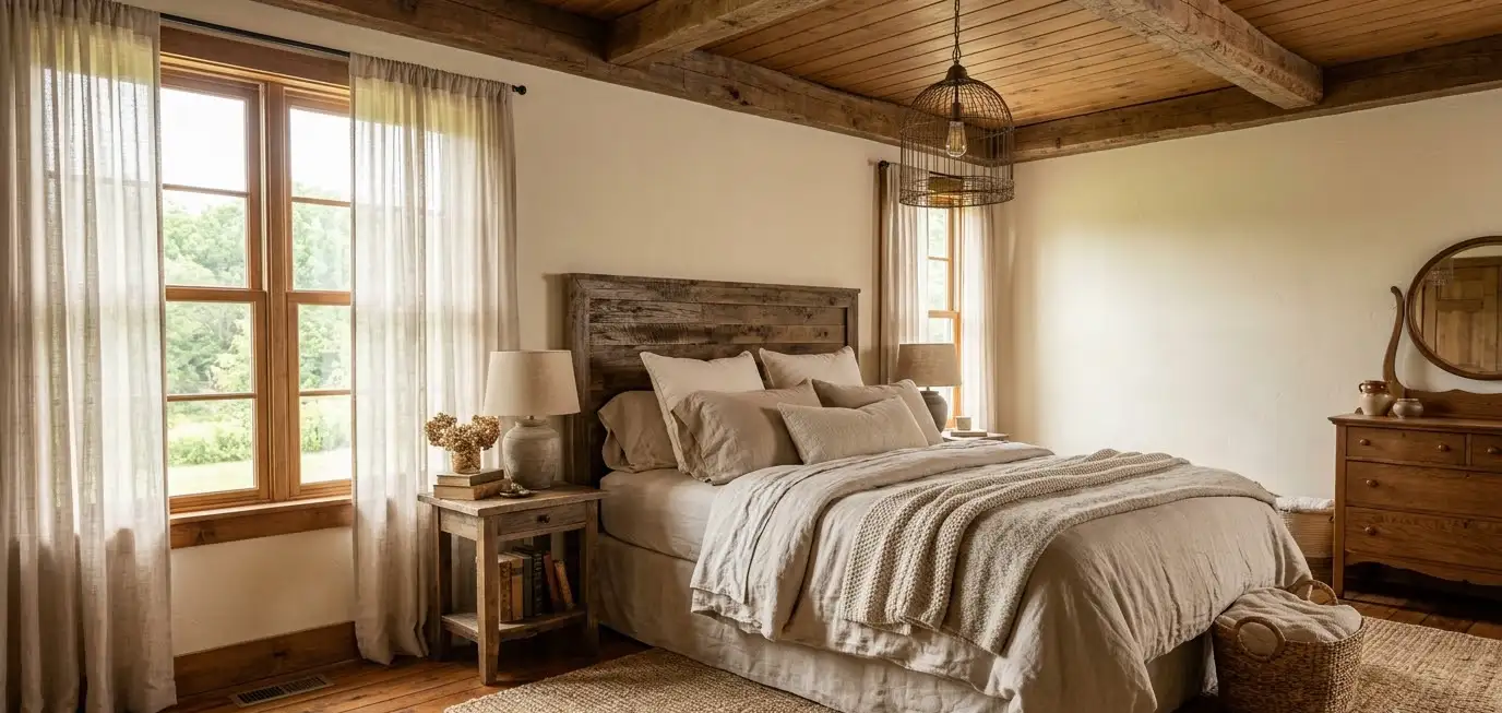 Cozy farmhouse bedroom