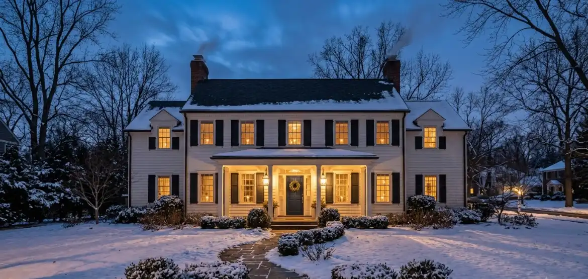 Cozy winter home exterior