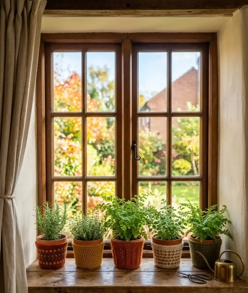 Crochet plant pot cozies