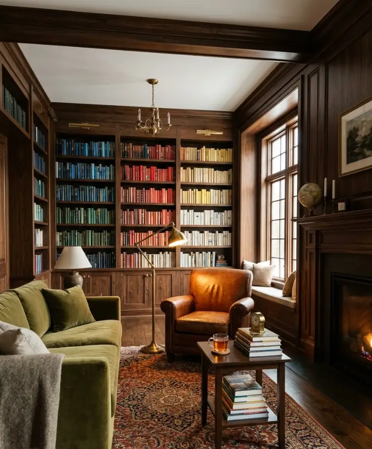 Dark wood paneling