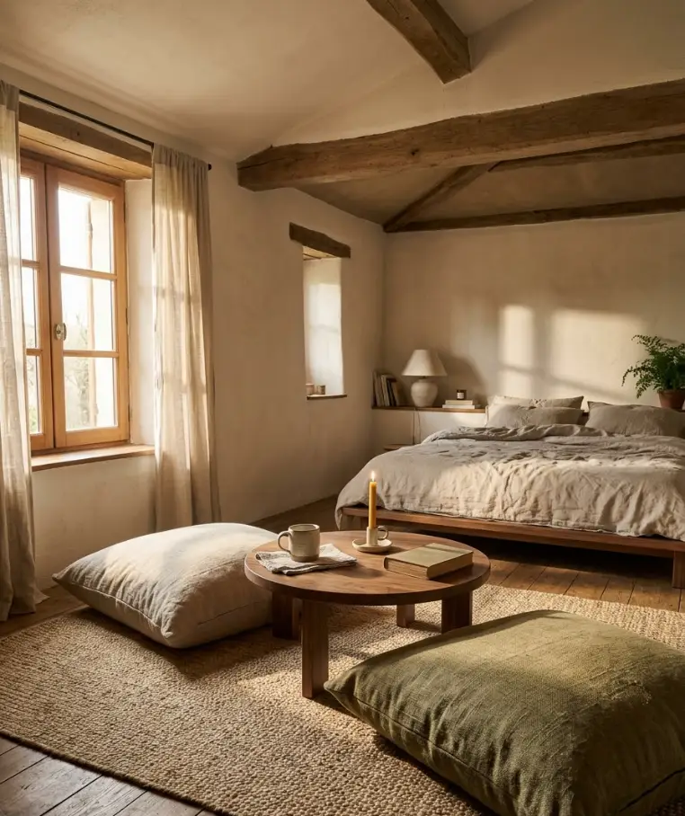 Floor cushions and a low table