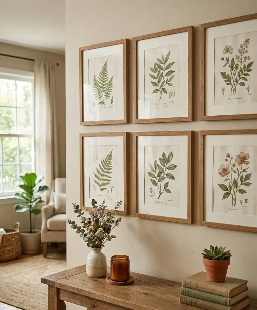 Frame botanical prints in warm