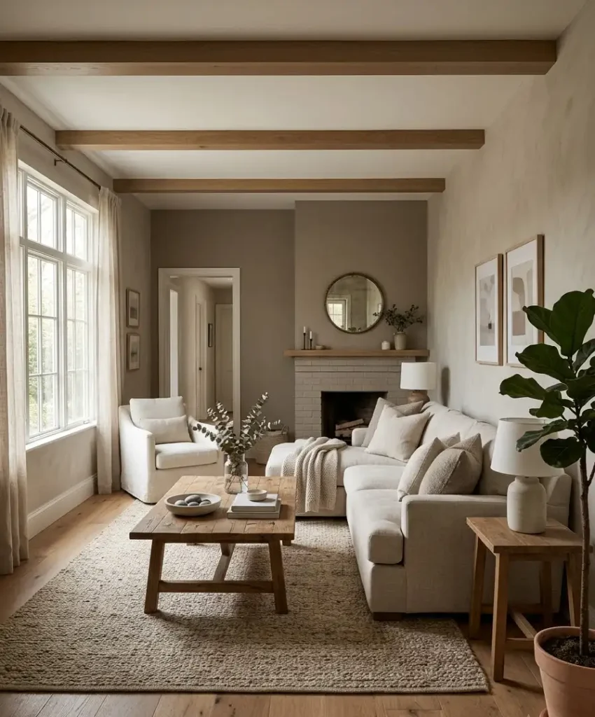 Go for warm neutrals over stark white