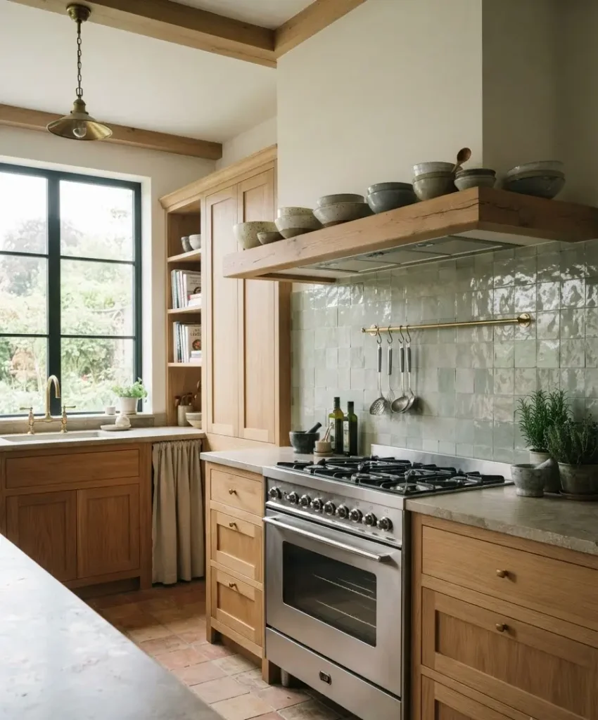 Handmade zellige tile backsplash