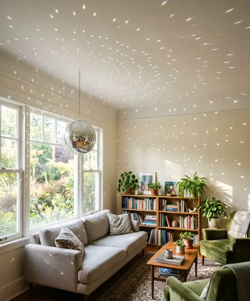 Hang a disco ball ornament near a light source