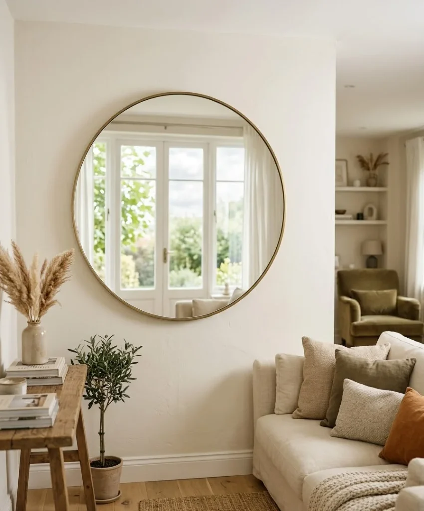 Hang a large mirror opposite