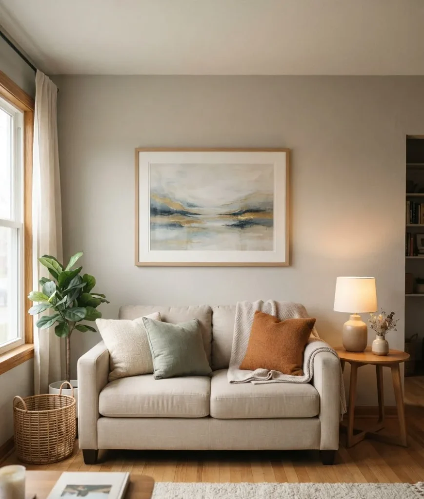 Hang art at eye level