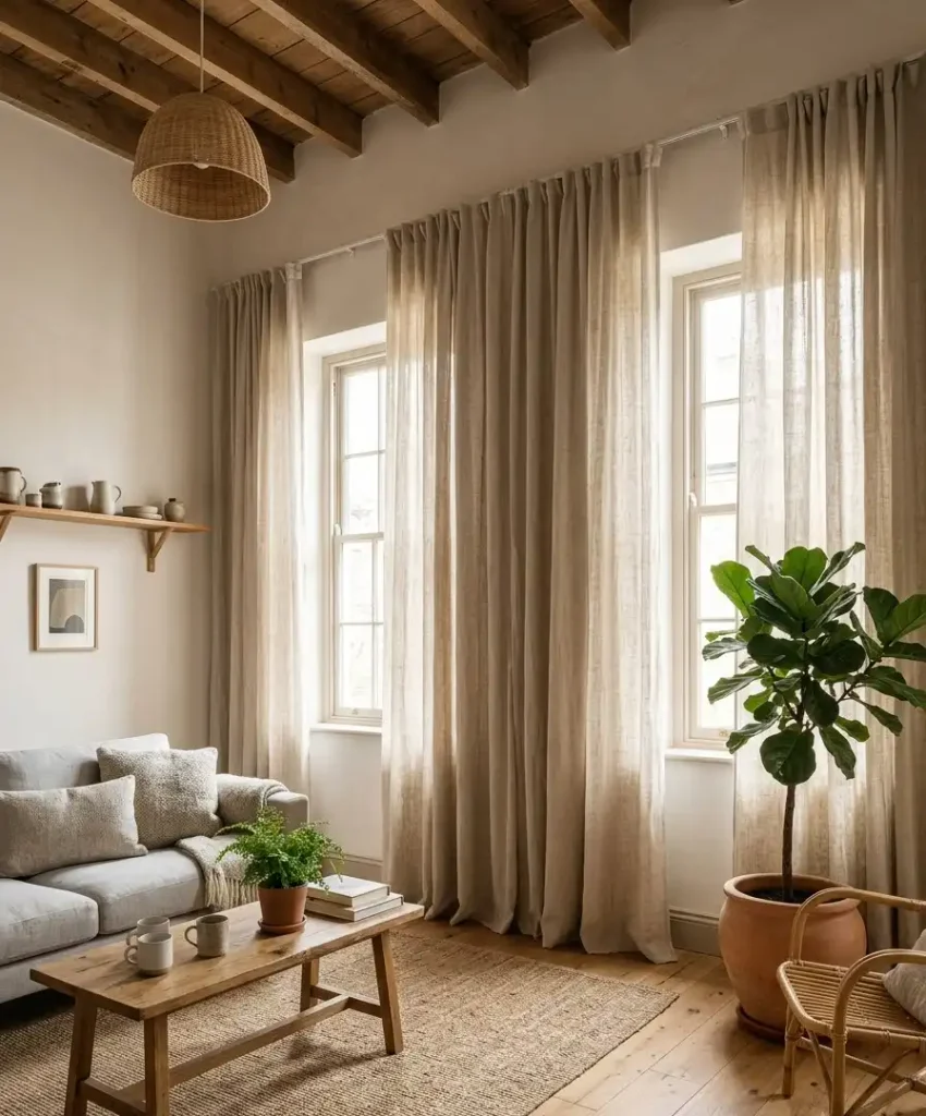 Hang curtains close
